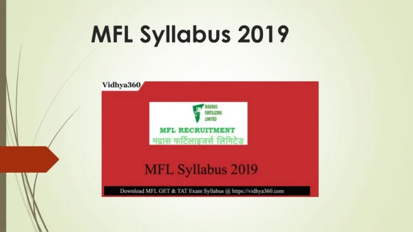 MFL Syllabus 2019 | Download Madras Fertilizers Limited Syllabus here