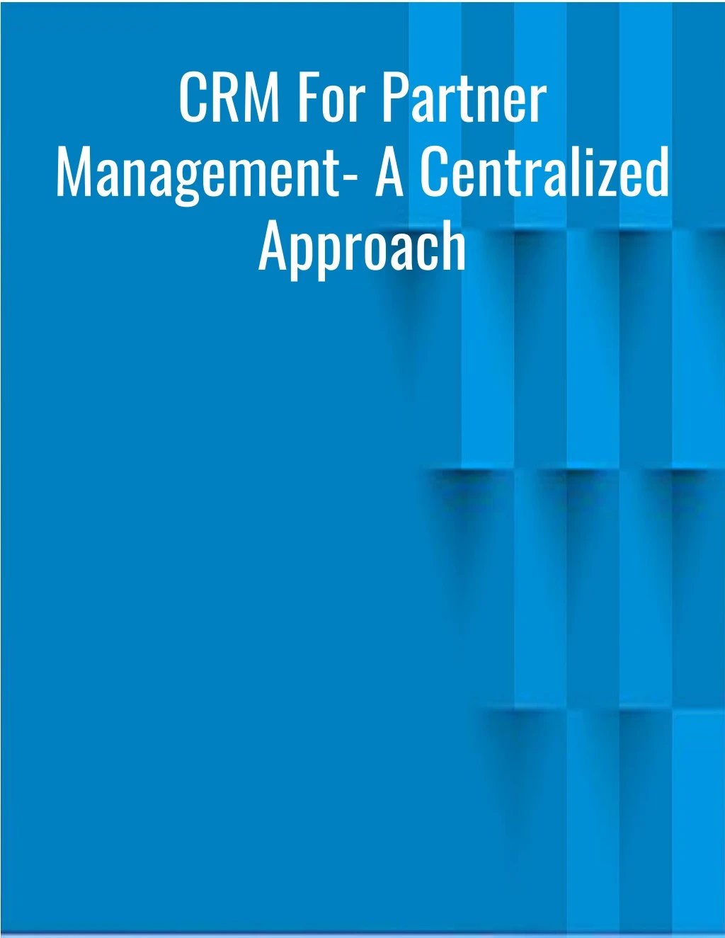 crm for partner management a centralized approach