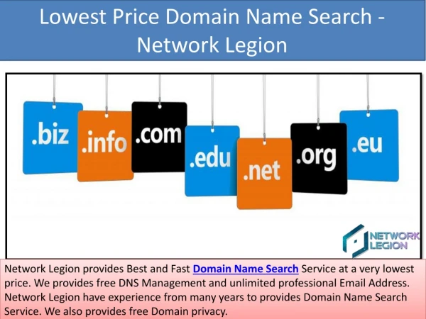 Lowest Price Domain Name Search and Web Site Hosting Service – Network Legion