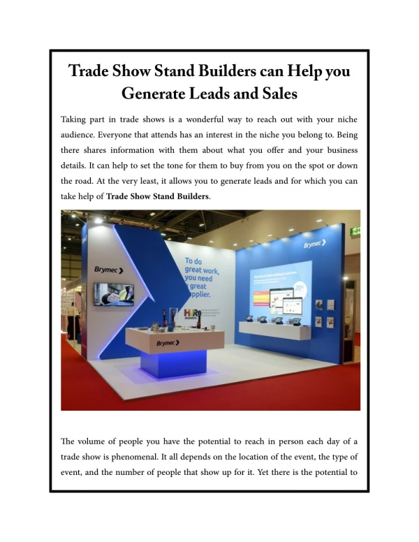 Trade Show Stand Builders can Help you Generate Leads and Sales