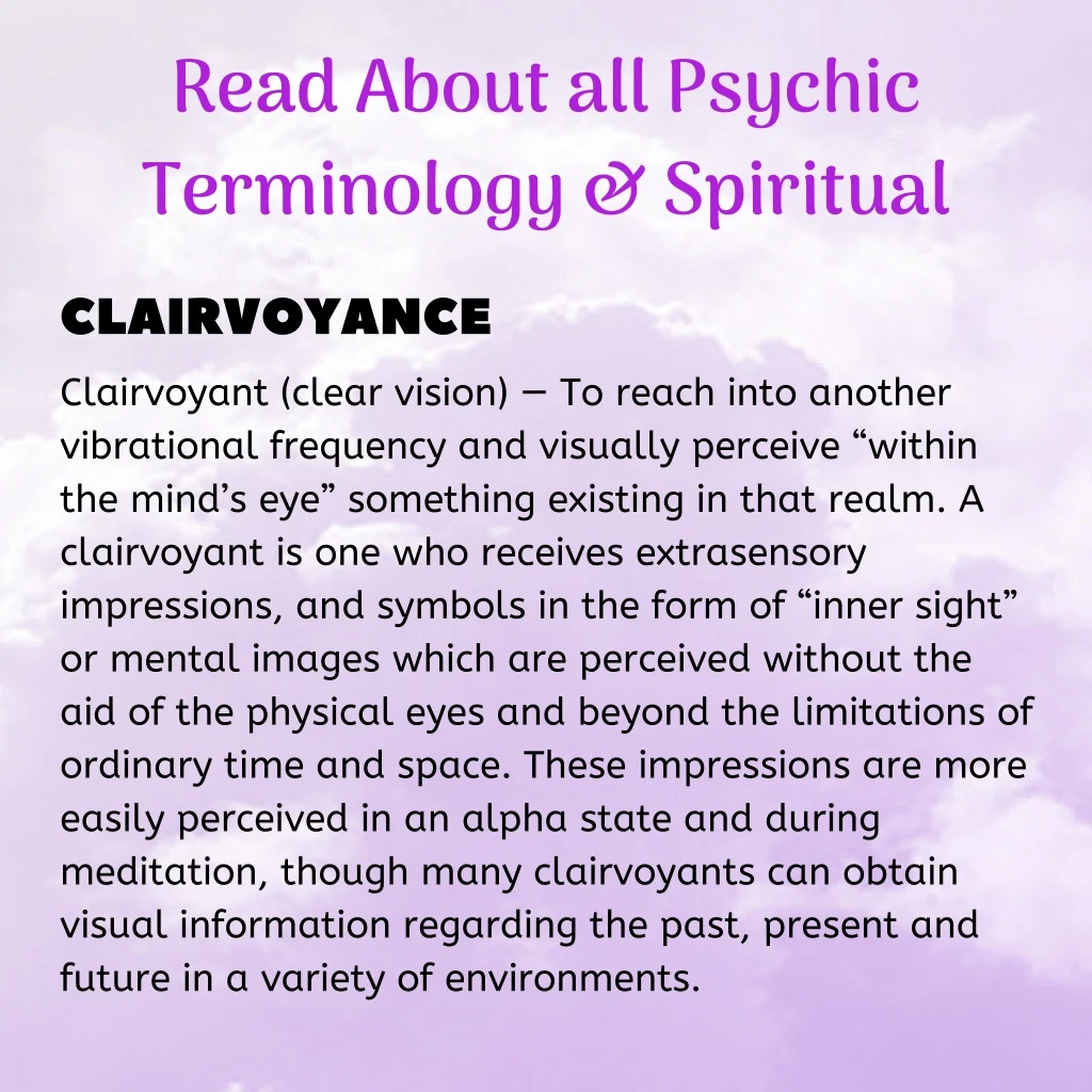 read about all psychic terminology spiritual