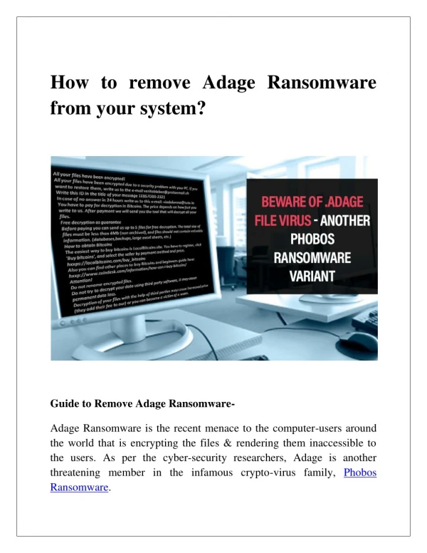Adage Ransomware | Guide to remove it from system