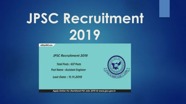 JPSC Recruitment 2019, Apply Online Assistant Engineer (Advt. 05/2019)