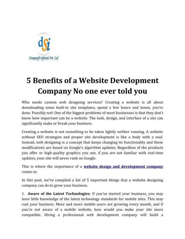 5 Benefits of a Website Development Company No one ever told you