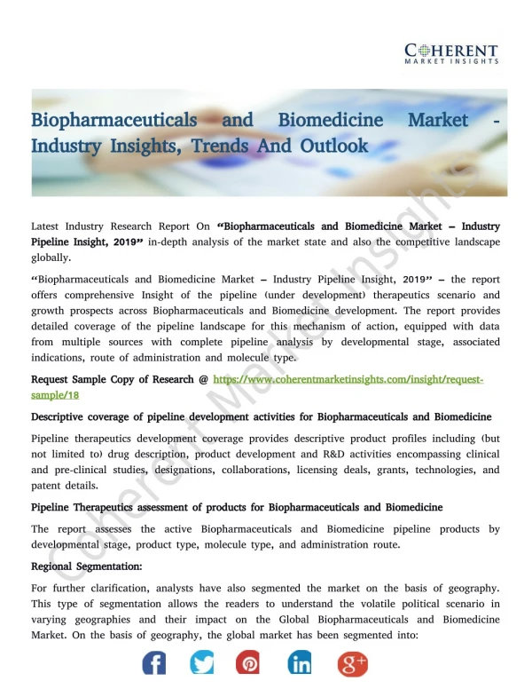 Biopharmaceuticals and Biomedicine Market - Industry Insights, Trends And Outlook