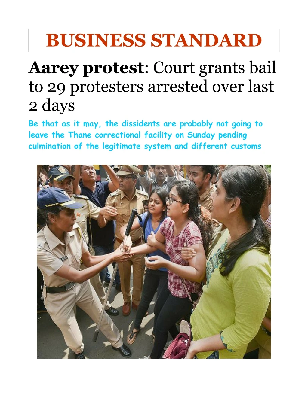 business standard aarey protest court grants bail