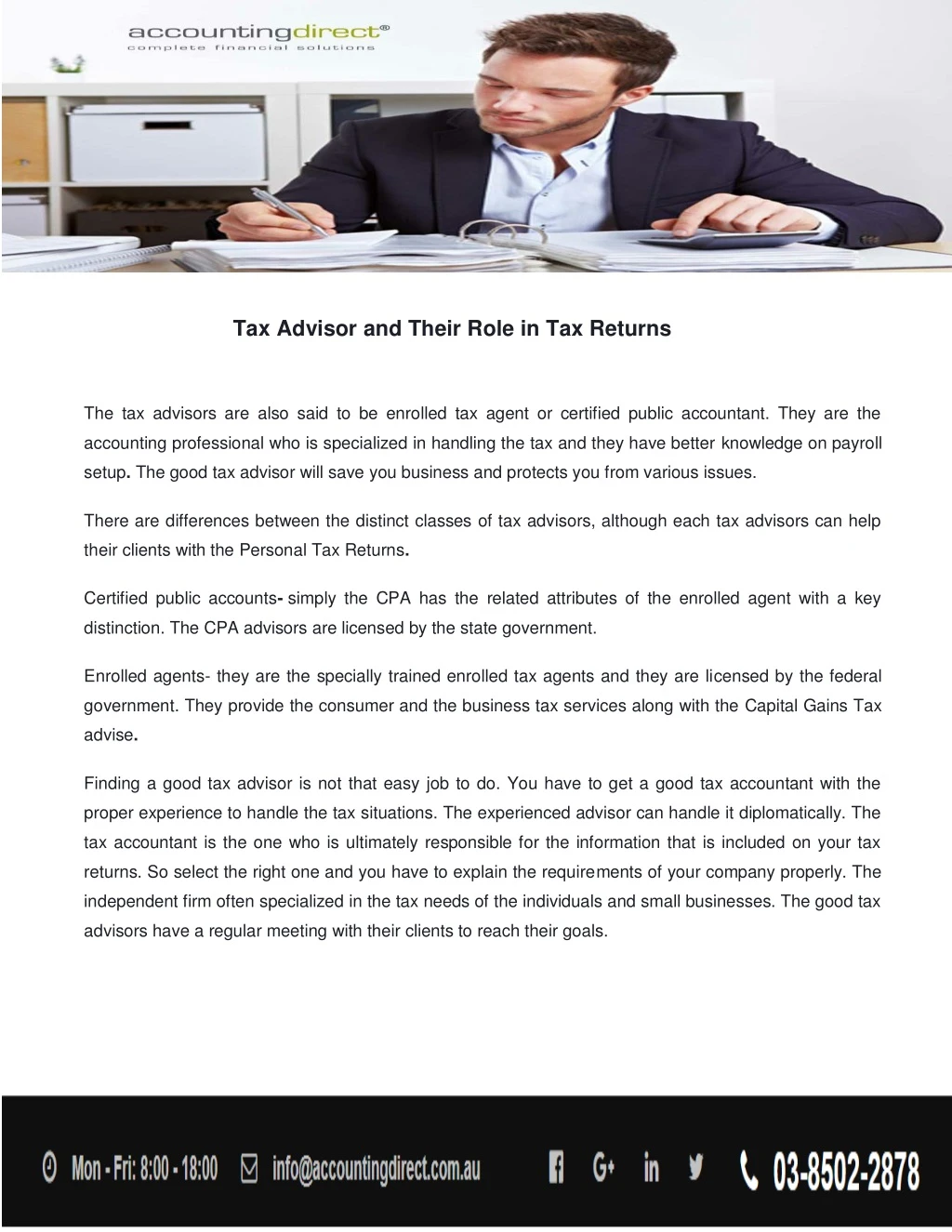 tax advisor and their role in tax returns