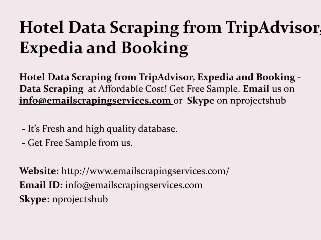 hotel data scraping from tripadvisor expedia and booking