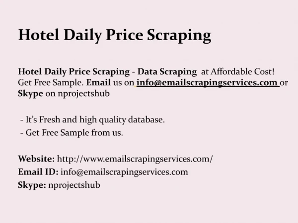 Hotel Daily Price Scraping