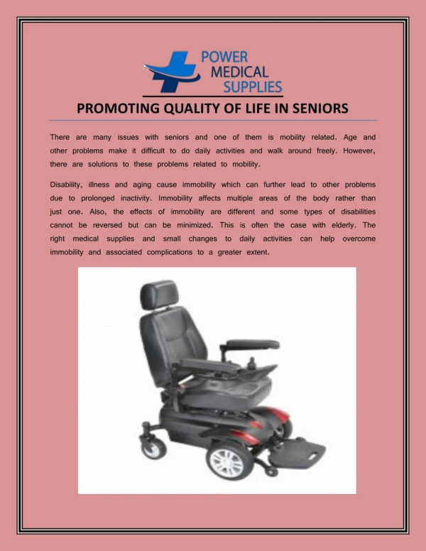 promoting quality of life in seniors