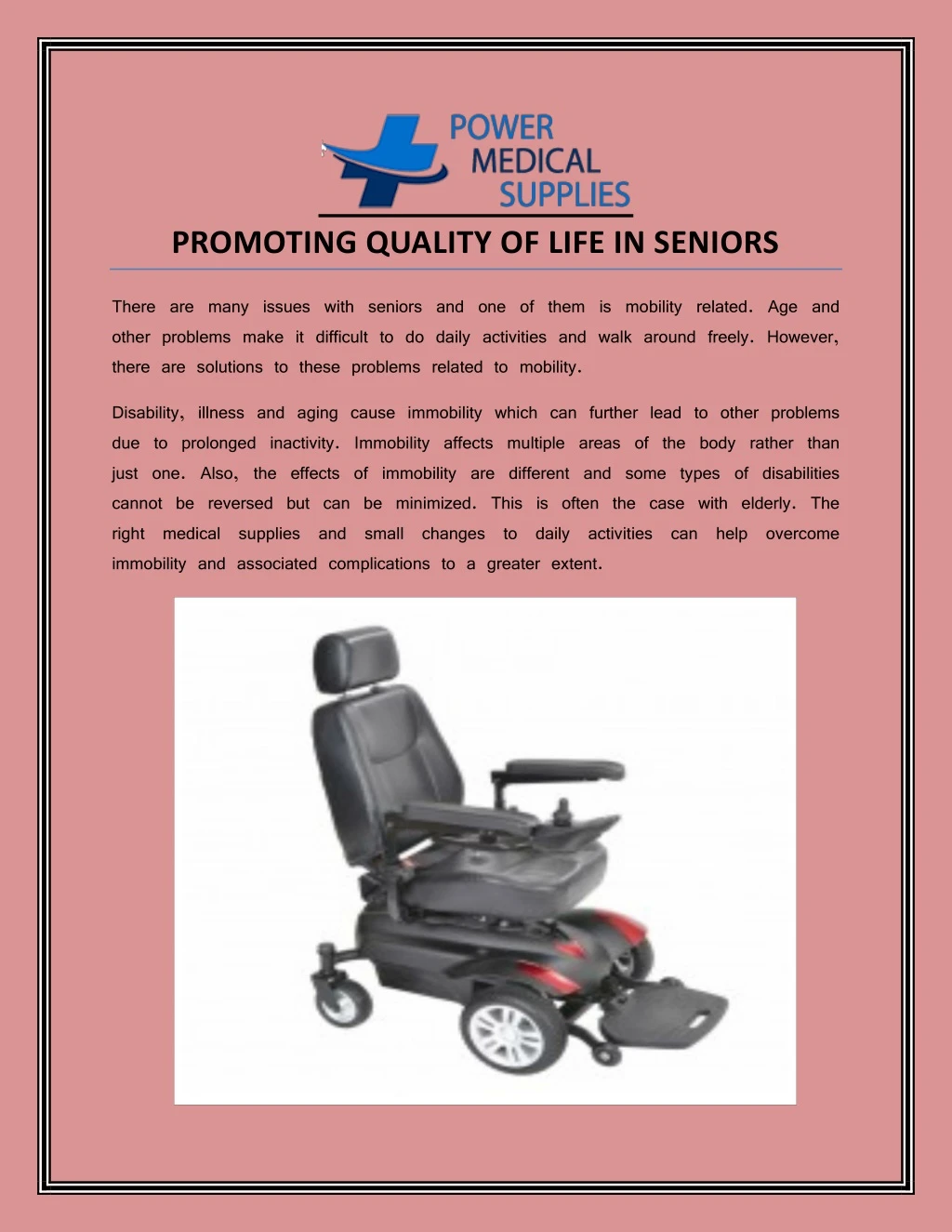 promoting quality of life in seniors