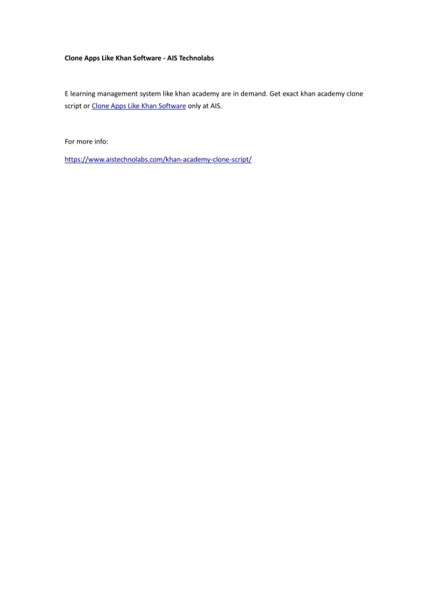 Clone Apps Like Khan Software - AIS Technolabs
