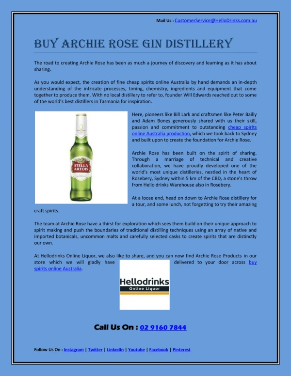 Buy Archie Rose Gin Distillery