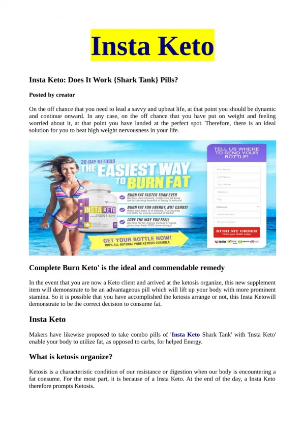 Insta Keto : Diet Studies, Side effects, Cost and Buy Insta Keto Now!