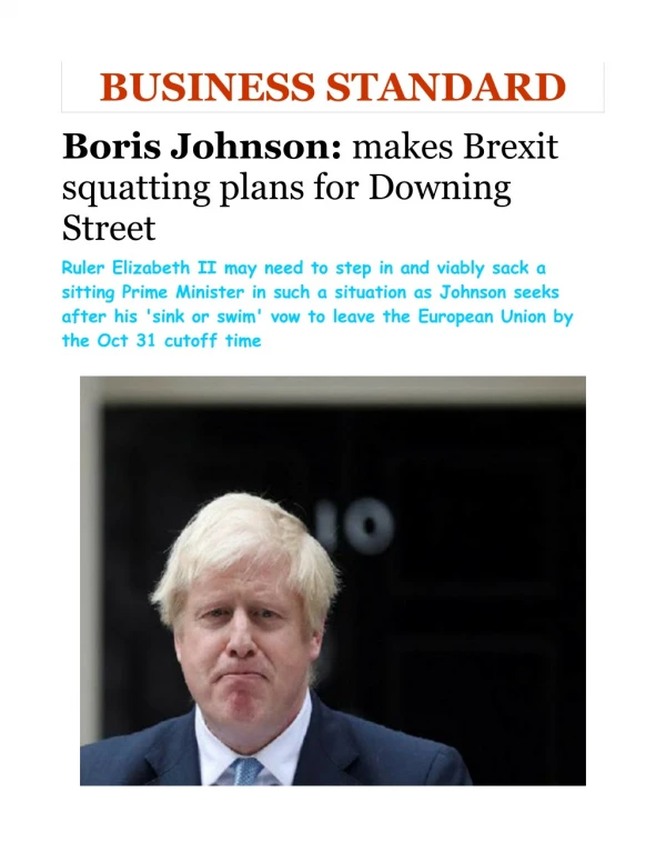 Boris Johnson-makes Brexit squatting plans for Downing Street