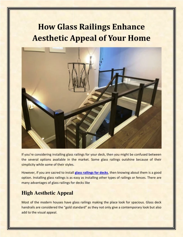 How Glass Railings Enhance Aesthetic Appeal of Your Home