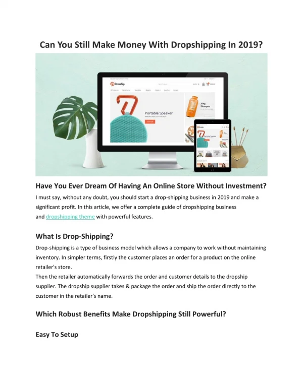 Can You Still Make Money With Dropshipping In 2019?
