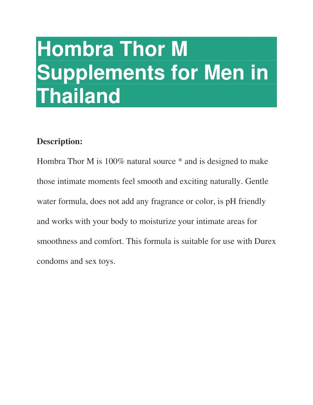 hombra thor m supplements for men in thailand
