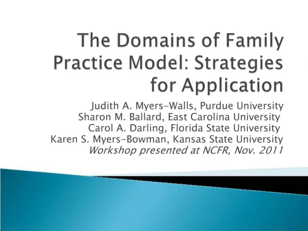 The Domains of Family Practice Model: Strategies for Application