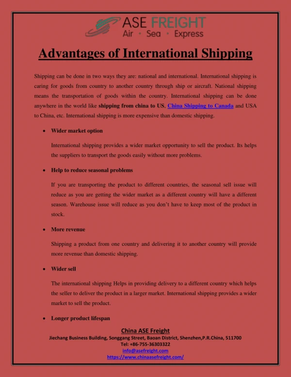Advantages of International Shipping