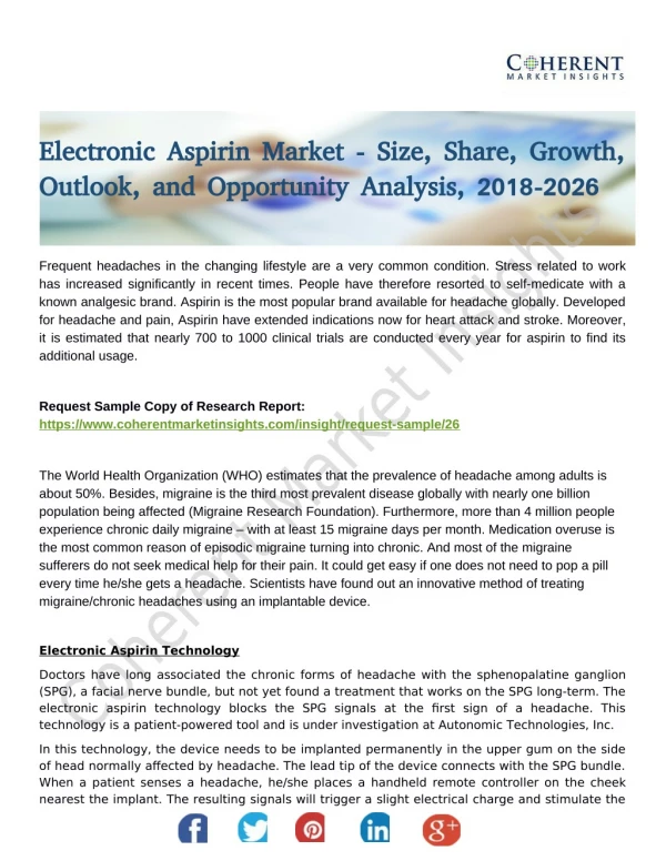 Electronic Aspirin Market 2018 Analysis by Growth, Major Manufacturers, Competitive Strategies