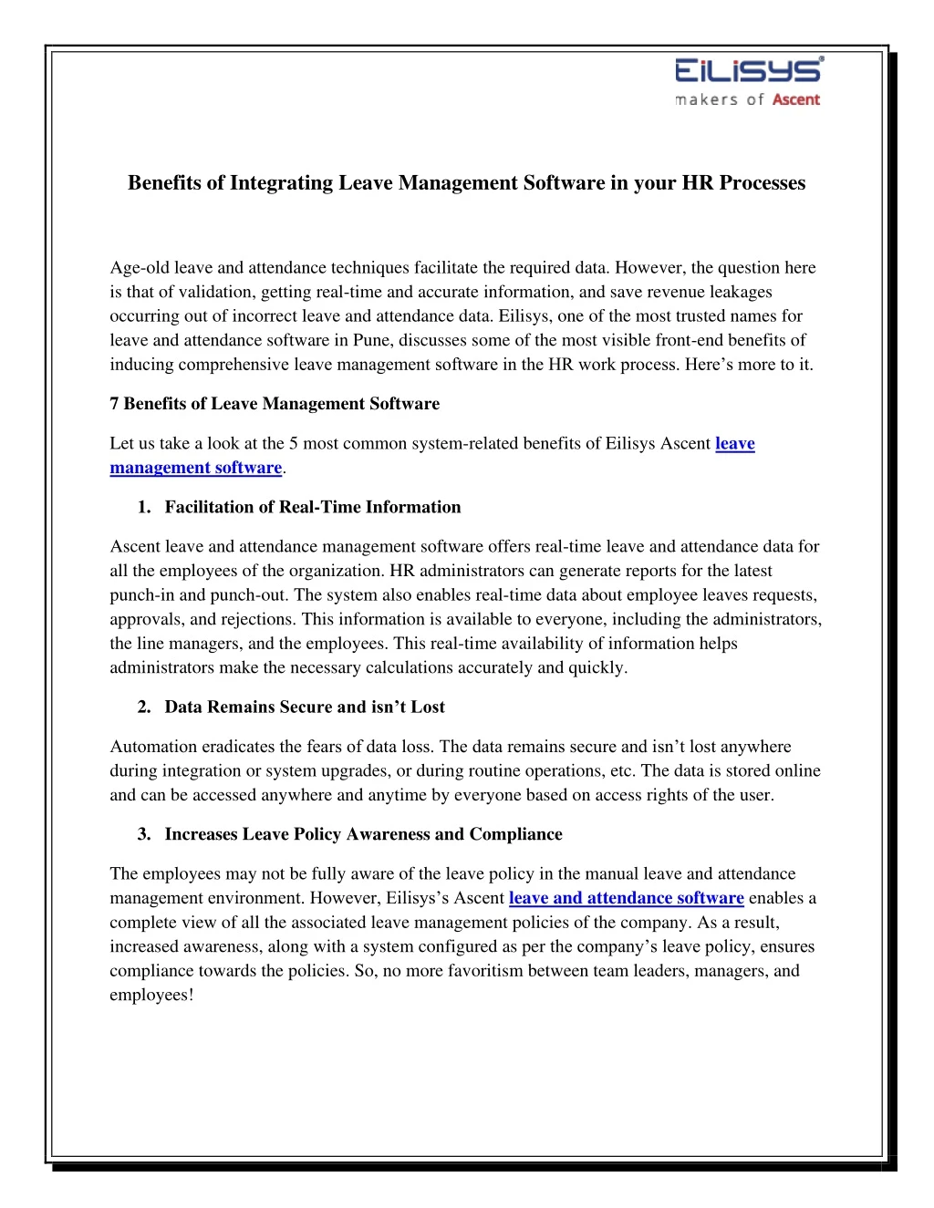 benefits of integrating leave management software
