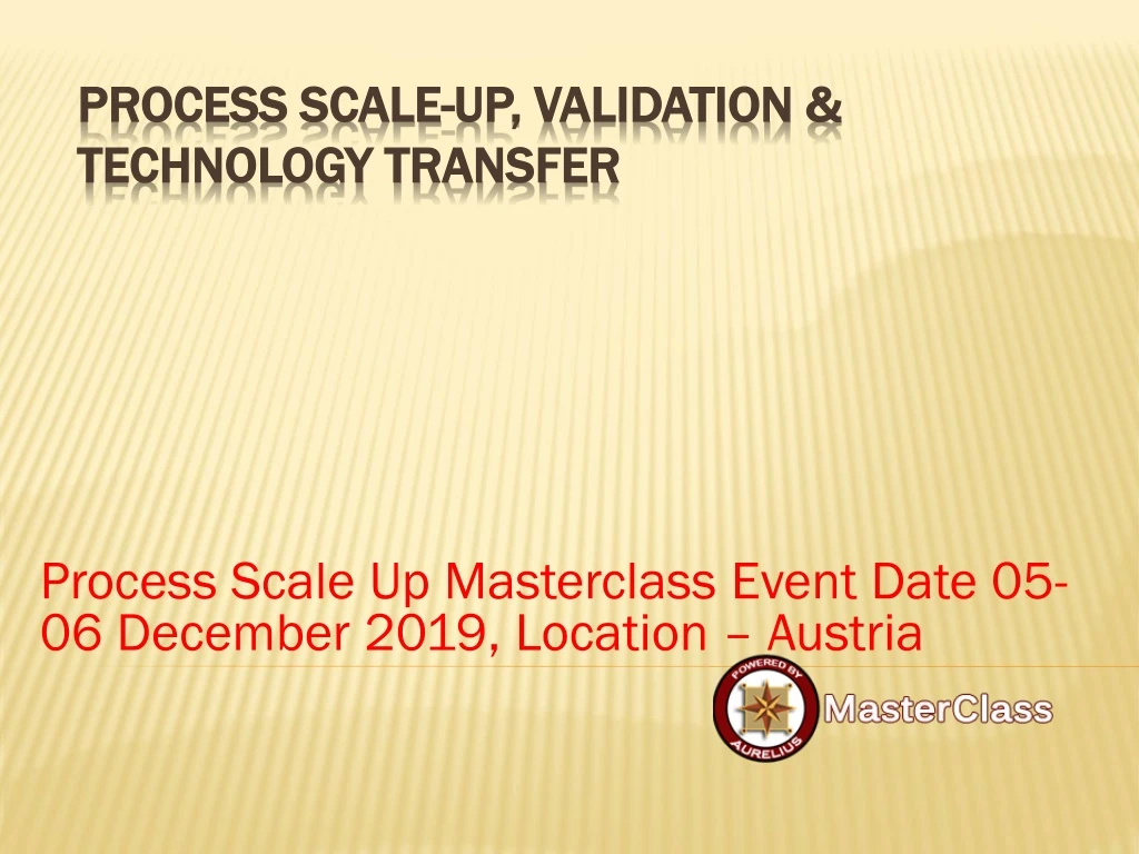 process scale up masterclass event date 05 06 december 2019 location austria