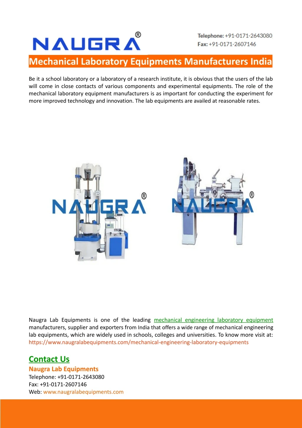 mechanical laboratory equipments manufacturers