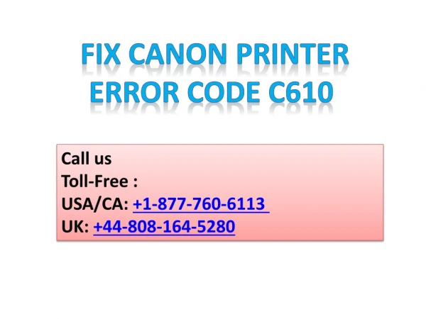 Canon Printer Error Code 610