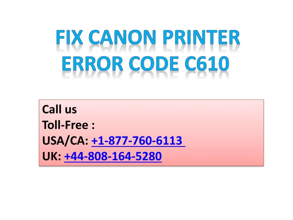 fix canon printer error code c610