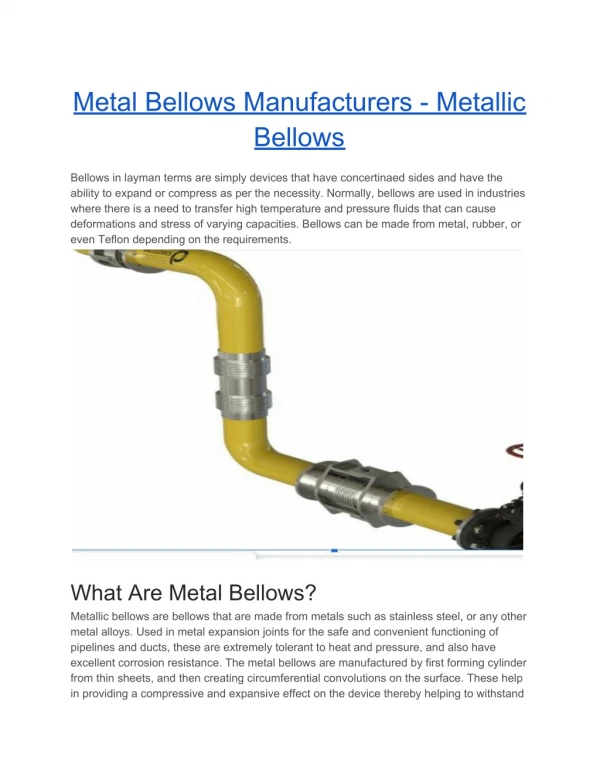 Metal Bellows Manufacturers in India | Metallic Bellows | KP