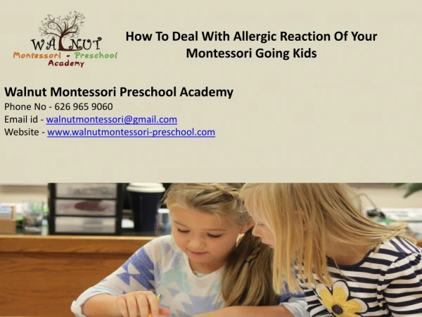 HOW TO DEAL WITH ALLERGIC REACTION OF YOUR MONTESSORI GOING KIDS