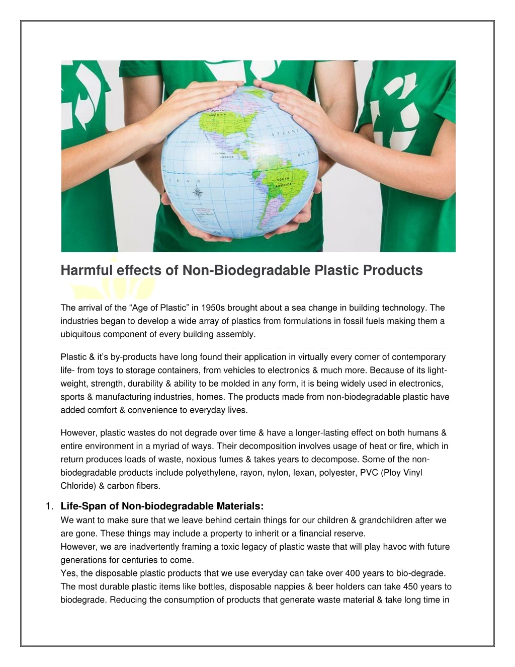 harmful effects of non biodegradable plastic
