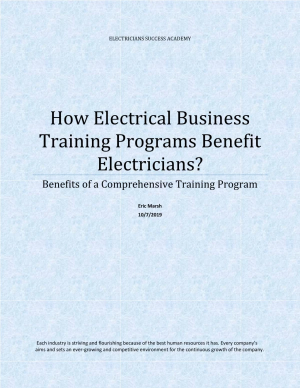 Benefits of a Comprehensive Training Program