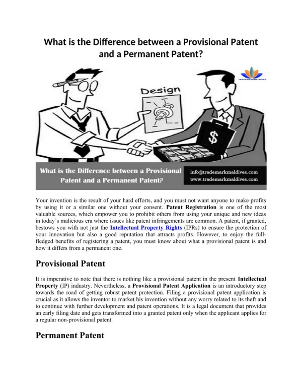 What is the Difference between a Provisional Patent and a Permanent Patent?