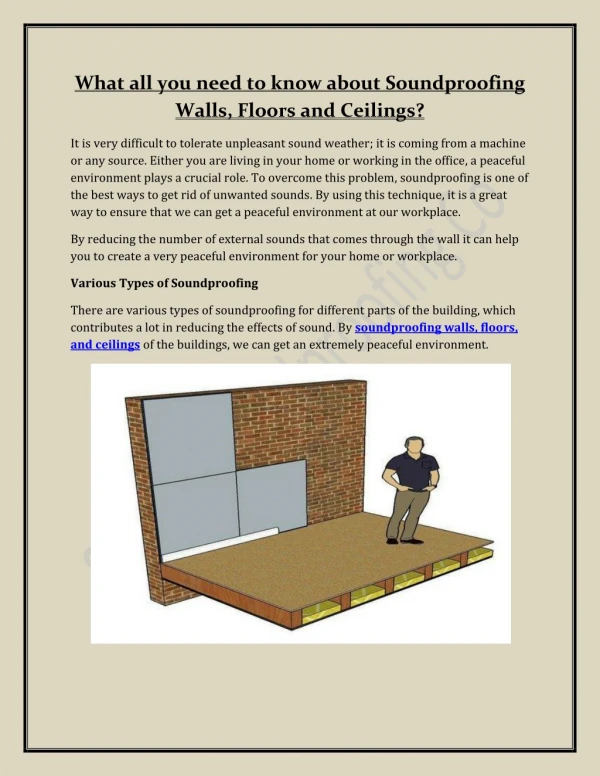 What all you need to know about Soundproofing Walls, Floors and Ceilings?