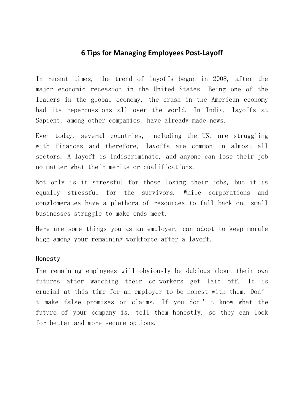 6 tips for managing employees post layoff