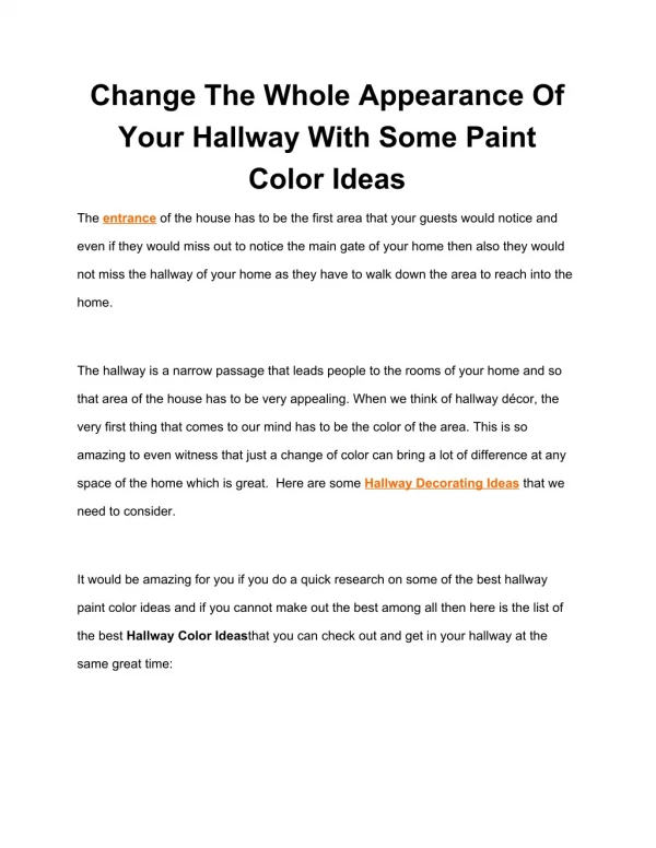 Change The Whole Appearance Of Your Hallway With Some Paint Color Ideas