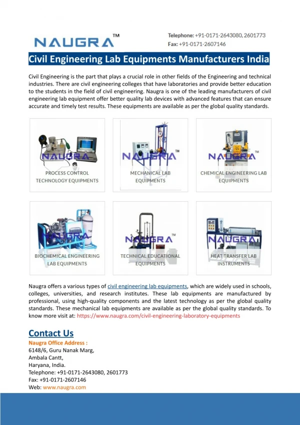 Civil Engineering Lab Equipments Manufacturers