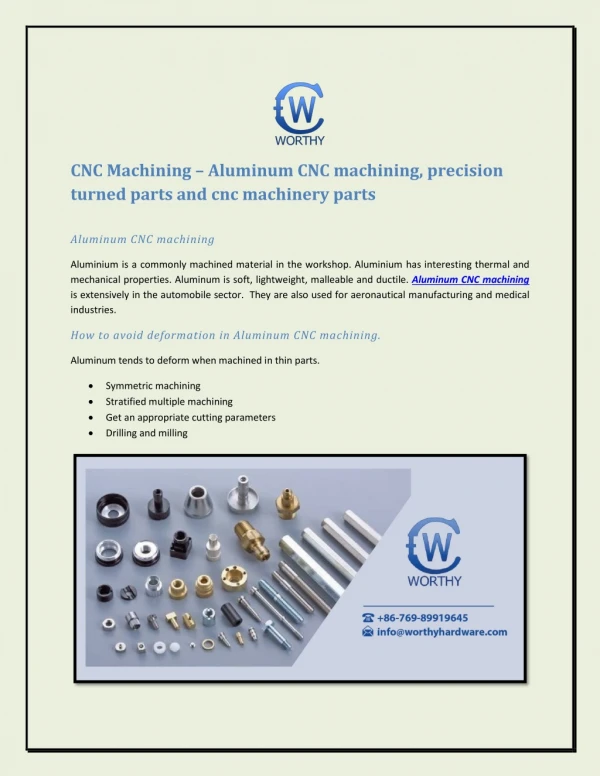 CNC Machining – Aluminum CNC machining, precision turned parts and cnc machinery parts