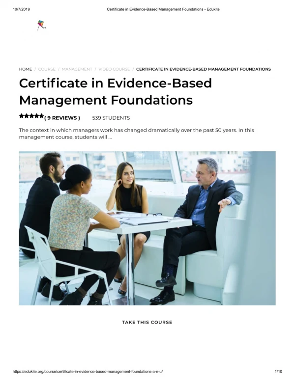 Certificate in Evidence-Based Management Foundations - Edukite