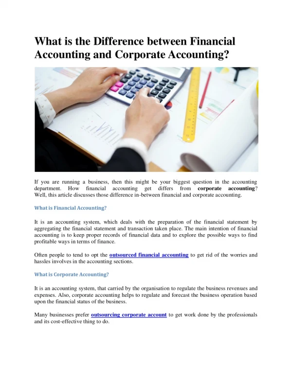 What is the difference between financial accounting and corporate accounting?