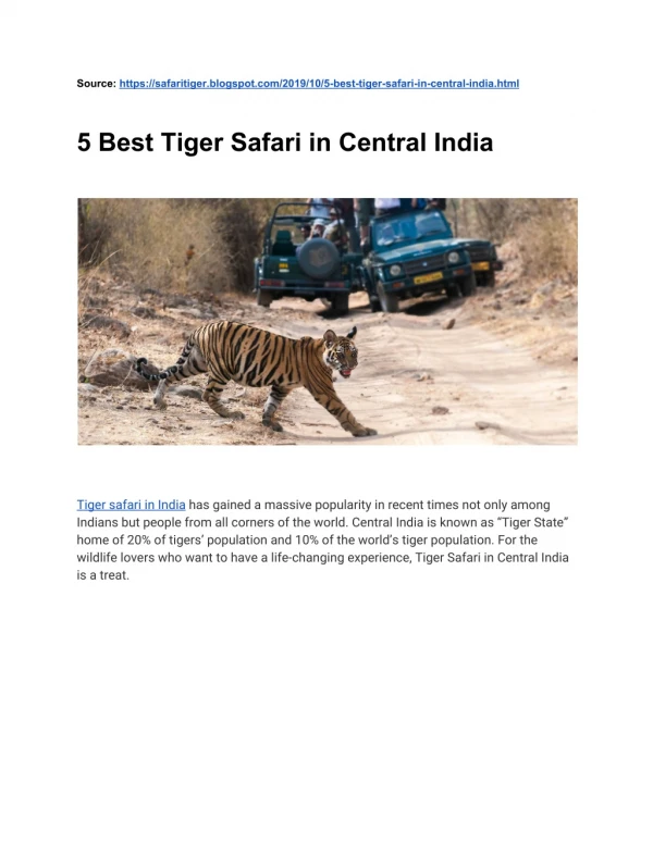 5 Best Tiger Safari in Central India