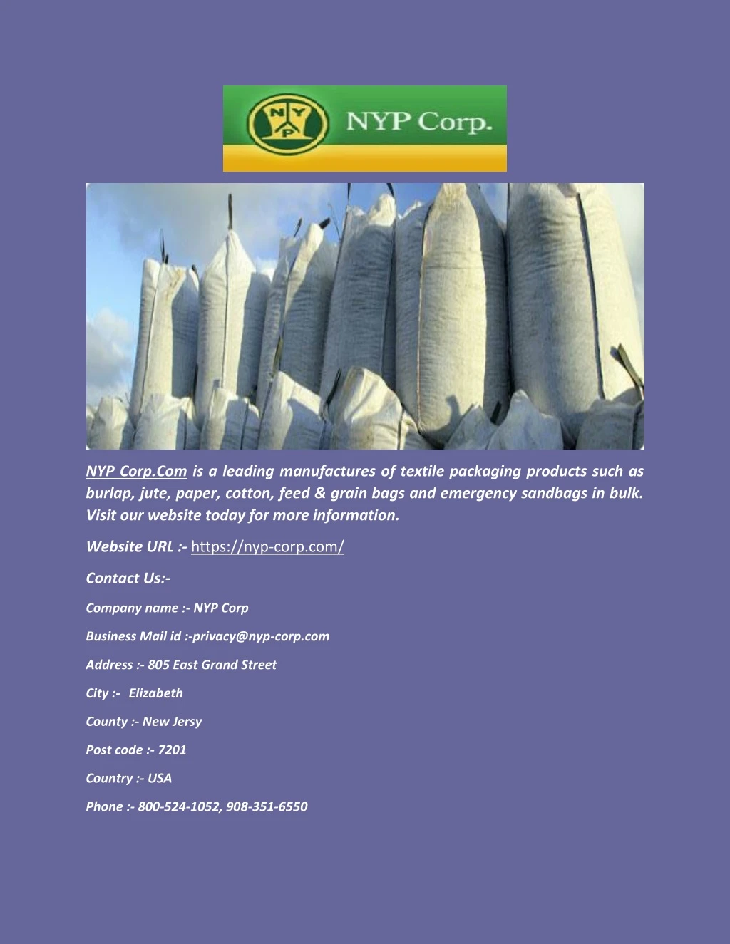 nyp corp com is a leading manufactures of textile