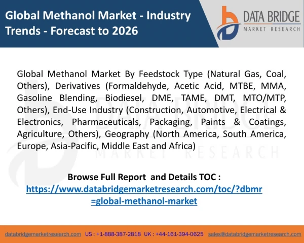 Global Methanol Market - Industry Trends - Forecast to 2026