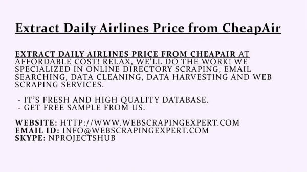 Extract Daily Airlines Price from CheapAir