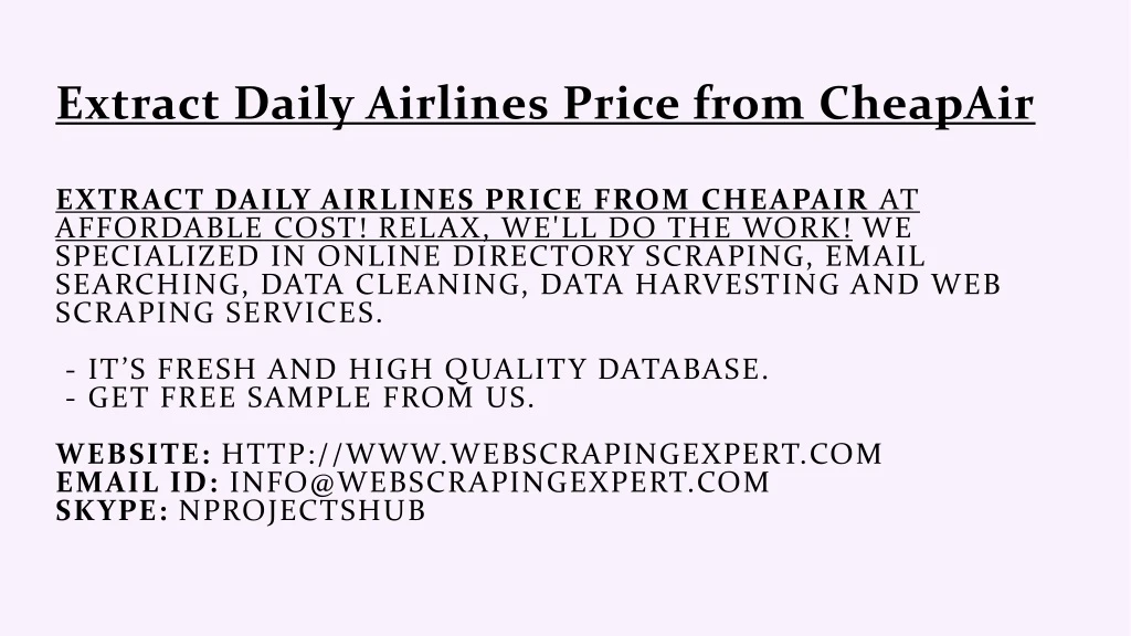 extract daily airlines price from cheapair