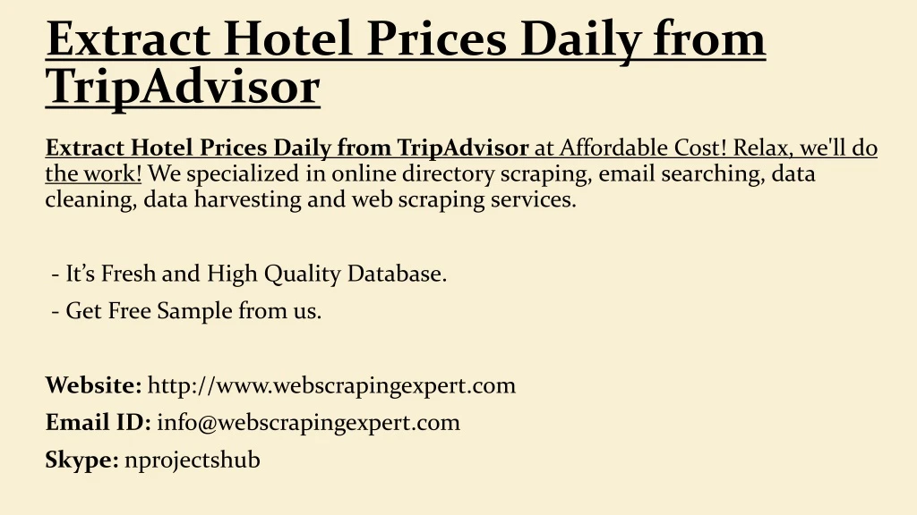 extract hotel prices daily from tripadvisor