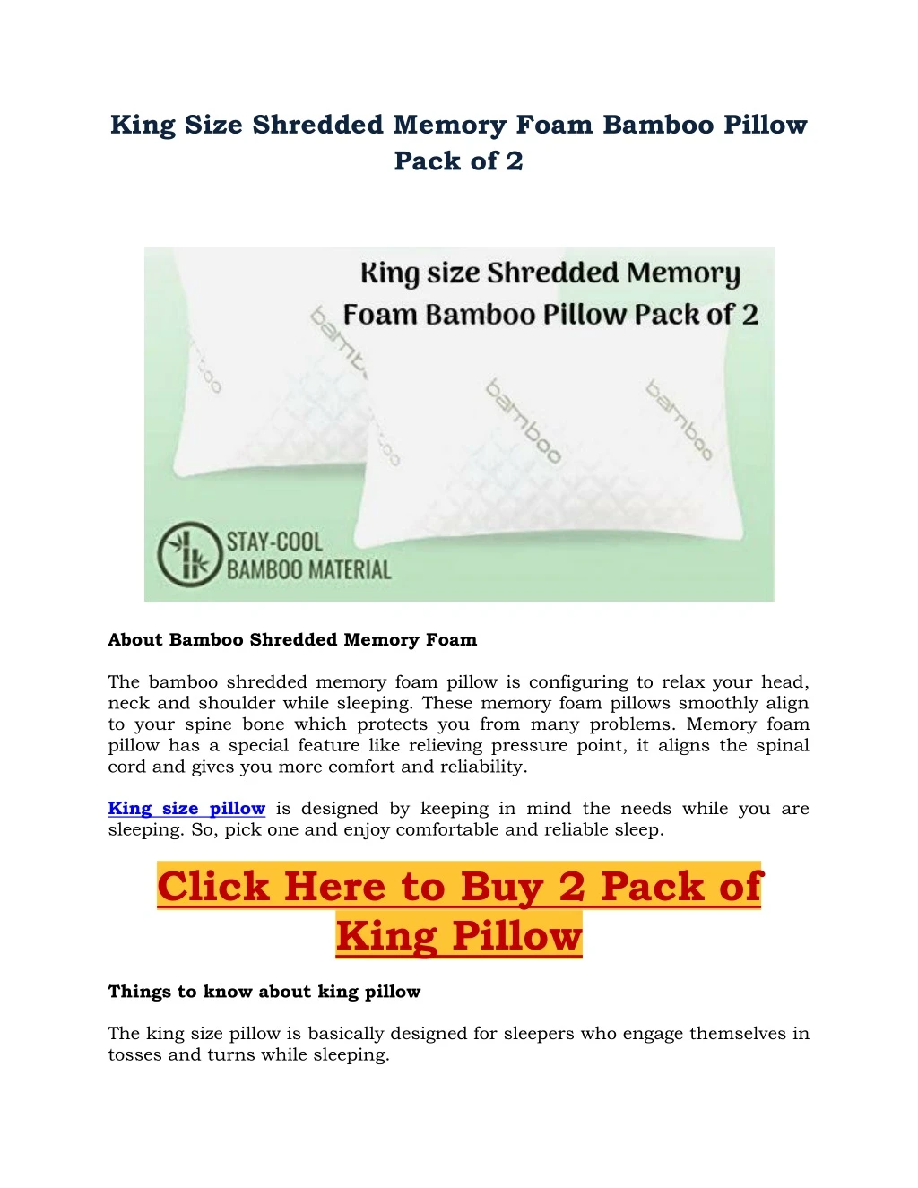 king size shredded memory foam bamboo pillow pack