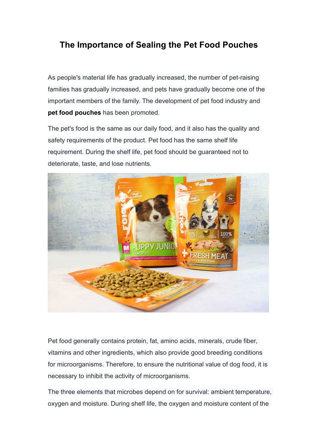the importance of sealing the pet food pouches